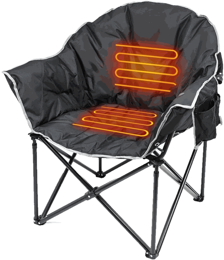 Heated Comfort padded USB-heated folding moon chair in black